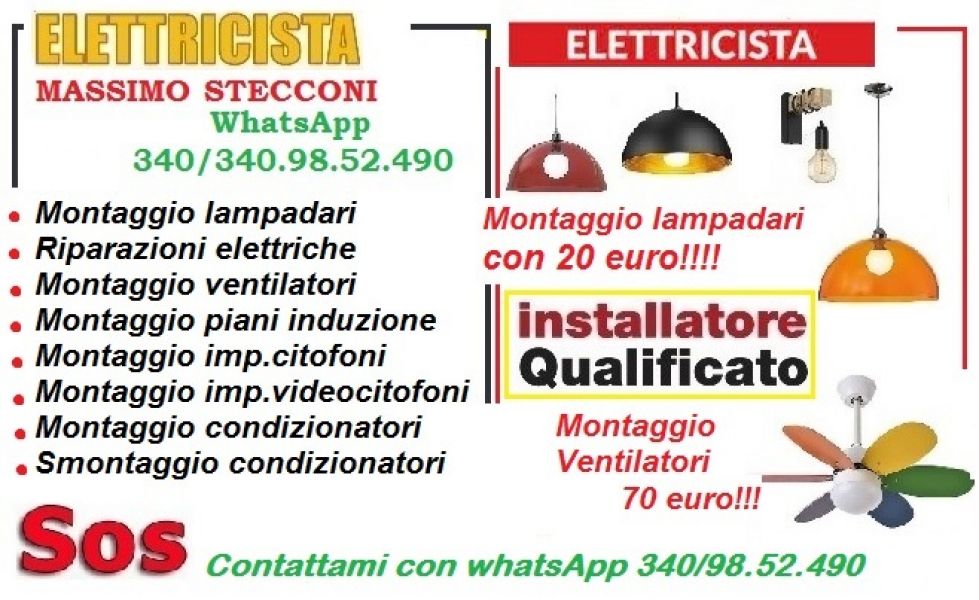 Montaggio ventilatori da soffitto con luce 