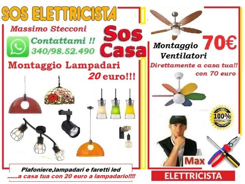 Elettricista montaggio lampadari Roma Portuense 