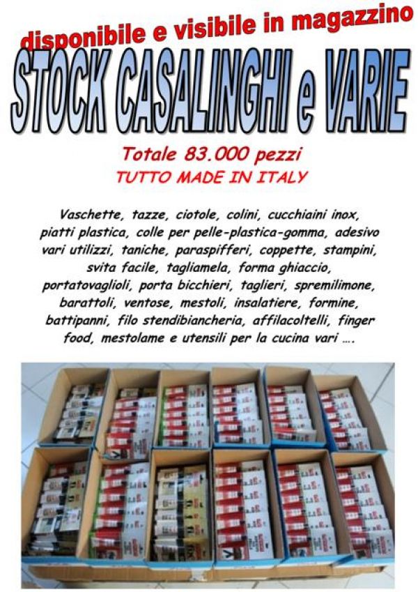 Stock casalinghi assortiti 83.000pezzi