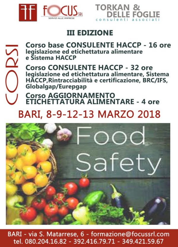 CORSI CONSULENTE HACCP 16/32 ore