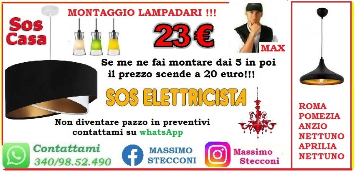 Montaggio lampadario Monteverde portuense con 23 euro