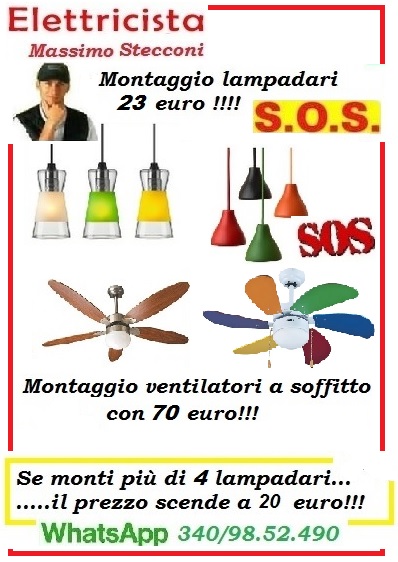 Elettricista per il tuo ventilatore a soffitto o lampadario Roma 
