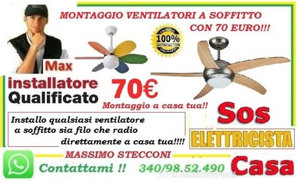 Ventilatore a soffitto montaggio Roma 