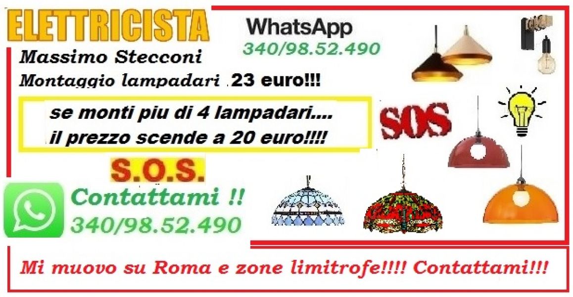 Montaggio lampadario, ventilatore o staffe TV Roma