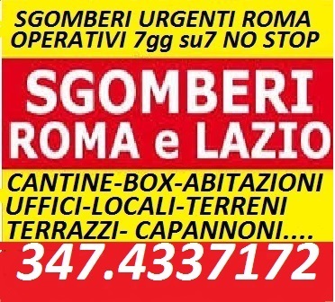 Sgombero e svuoto locali appartamenti uffici box cantine a prezzi modici 7 giorni su 7
