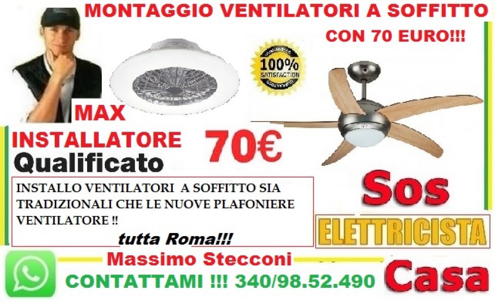 Montaggio ventilatore a soffitto con telecomando Roma 
