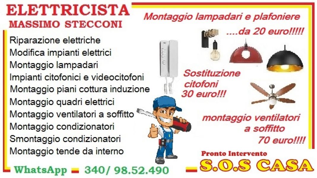 Montaggio lampadario Roma Tuscolana 20 euro