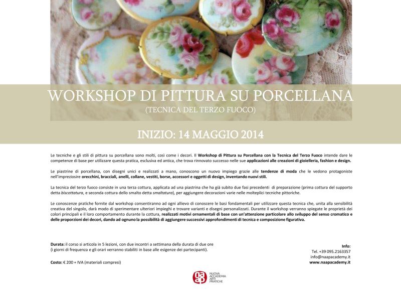 Workshop di Pittura su Porcellana con tecnica del terzo fuoco