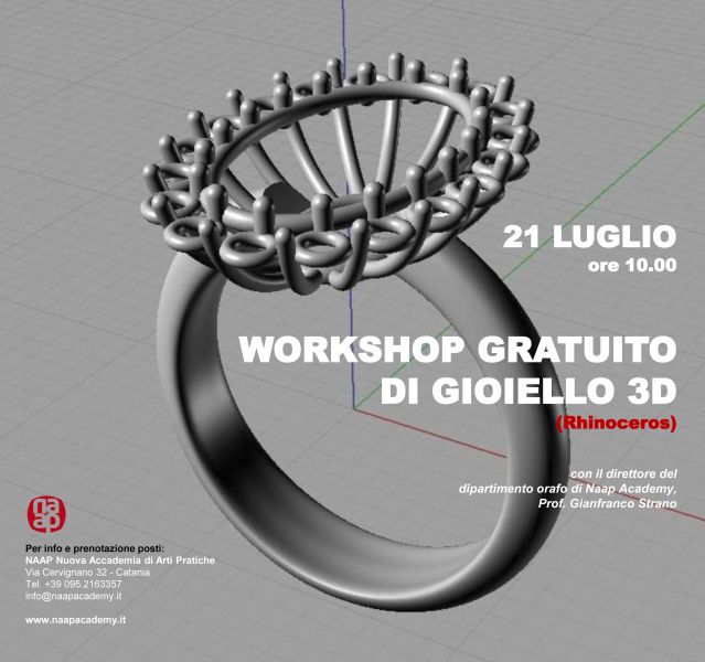 Workshop gratuito di gioiello 3D (Rhinoceros)