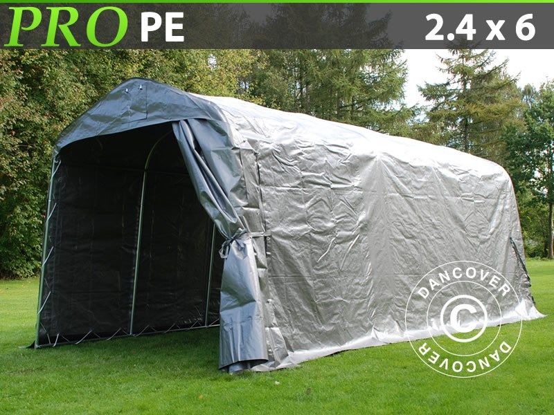Tenda garage PRO 2,4x6,0x2,4m PE, Grigio