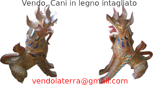 Vendo, Cani in legno intagliato , lavorati con oro zecchino e pietre colorate, acquistati 20 anni fa