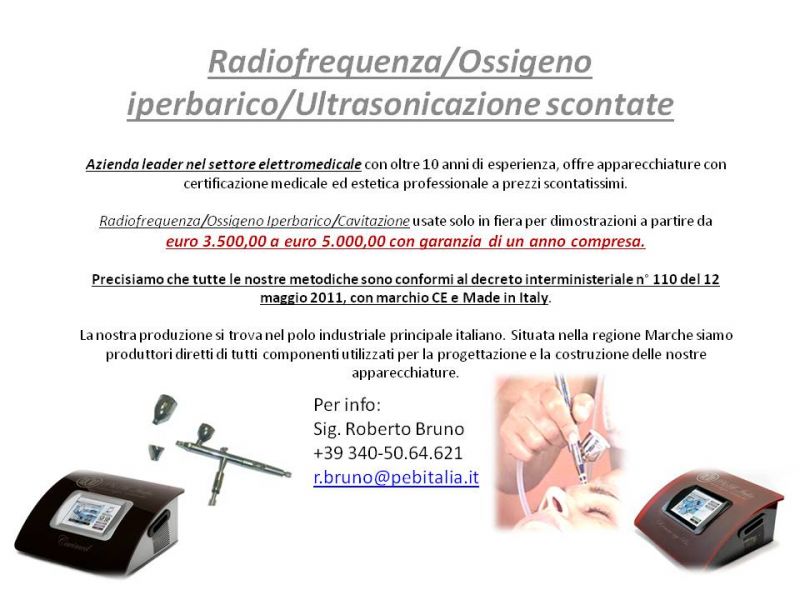 Radiofrequenza/Ossigeno iperbarico/Ultrasonicazione scontate