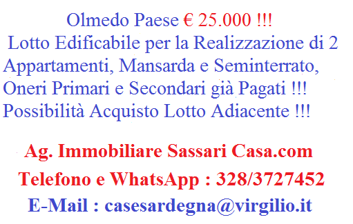 Olmedo paese � 25.000 per lotto edificabile !!!