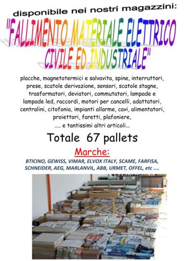 Stock materiale elettrico 67 bancali