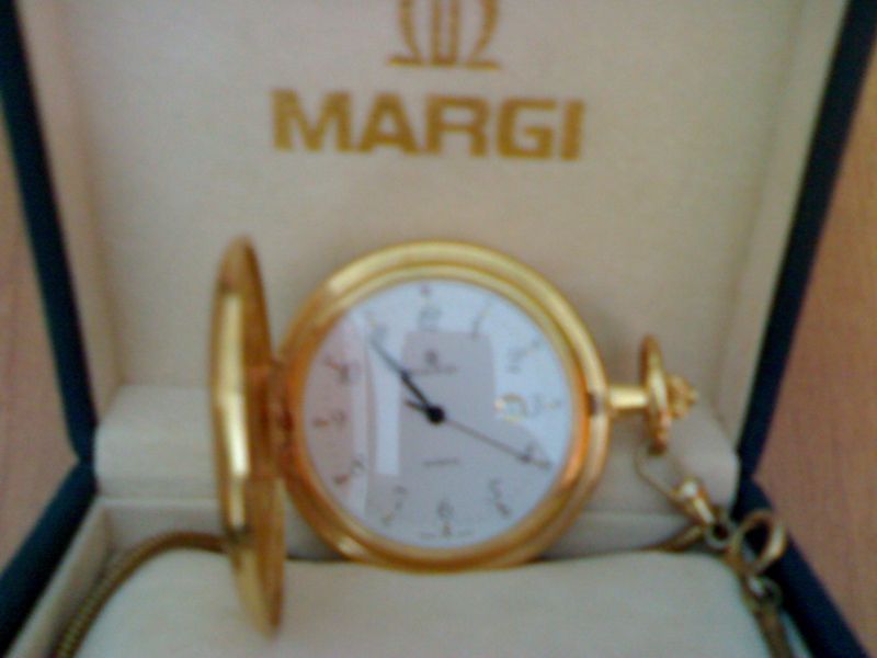 OROLOGIO da tasca MARGI, cassa ottone placcato oro 5 micron, 