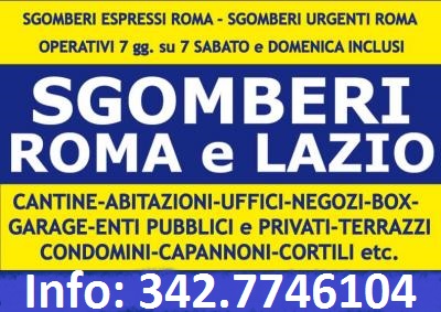 Roma sgombero abitazioni box cantine uffici locali prezzi imbattibili 7gg su7