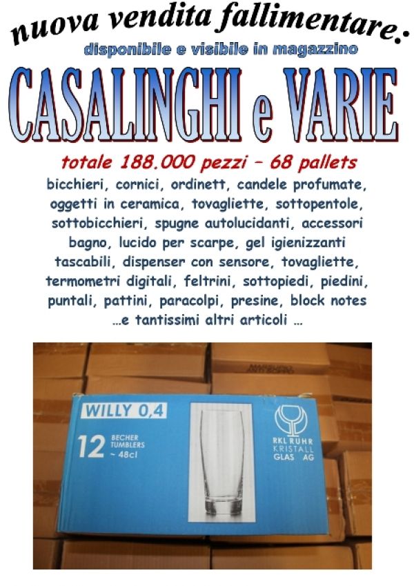 Nuova vendita fallimentare stock casalinghi 188.000pz 